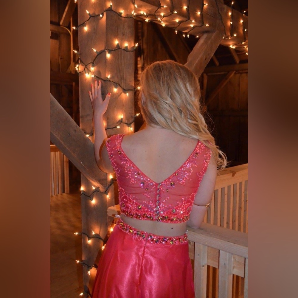 Two piece pomegranate color dress size 6